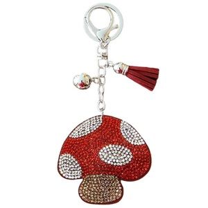 Puffy Tassel Rhinestone Mushroom Keychain/Purse Charm